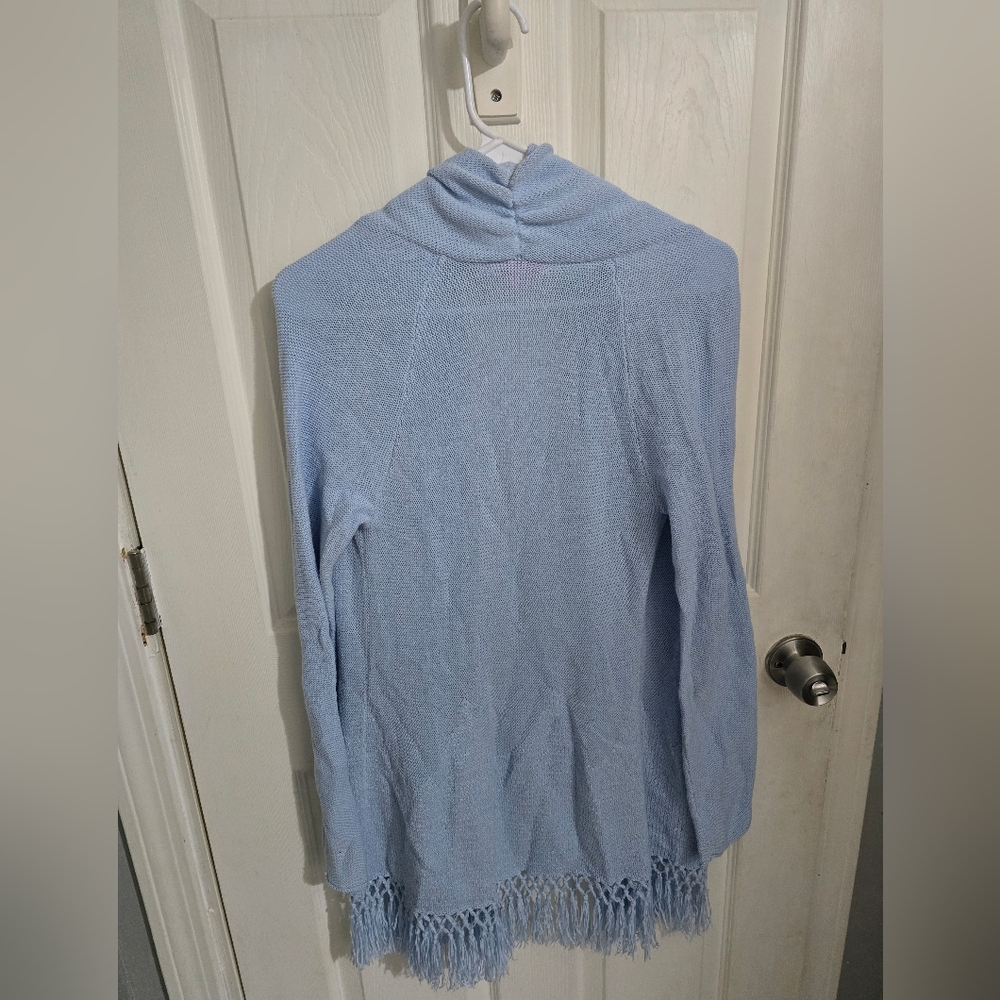 Lilly Pulitzer Womens Tatum Long Fringe Hem Cardigan Light Blue Size Small - Picture 11 of 11